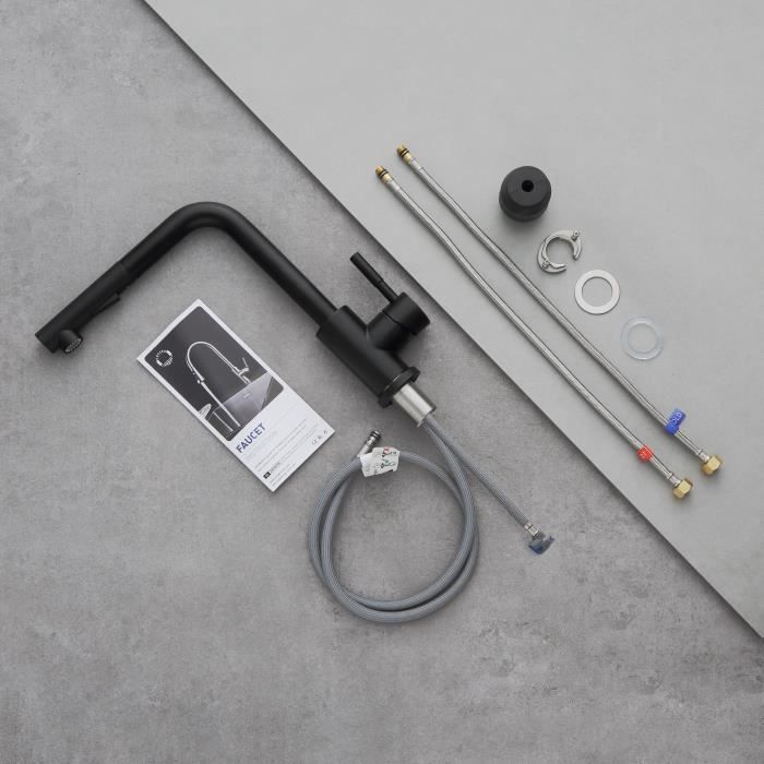 Grifo mezclador de cocina - cecipa® - negro - acero inoxidable - 2 modos de