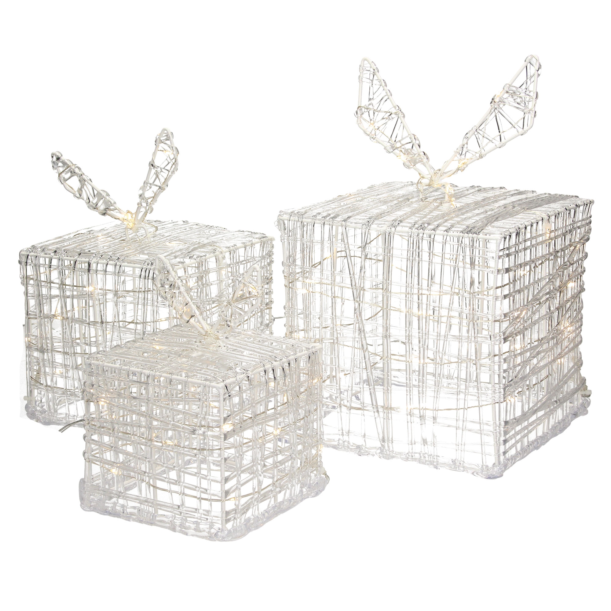 Juego de 3 cajas de regalo de LEDs con 90 LEDs blanco cálido metal ip44