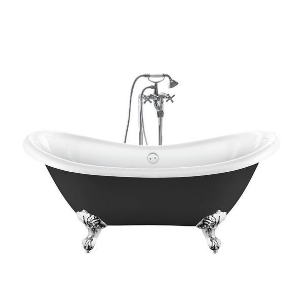 Bañera con patas darlington negra 175 cm patas águila cromadas