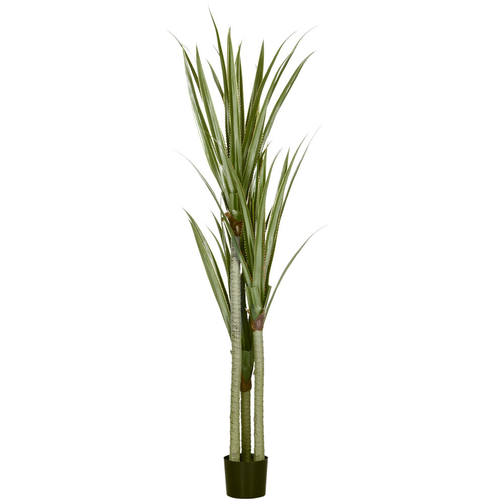 Planta artificial 17x17x190 cm peva, bambú, pp, cemento color verde Homcom