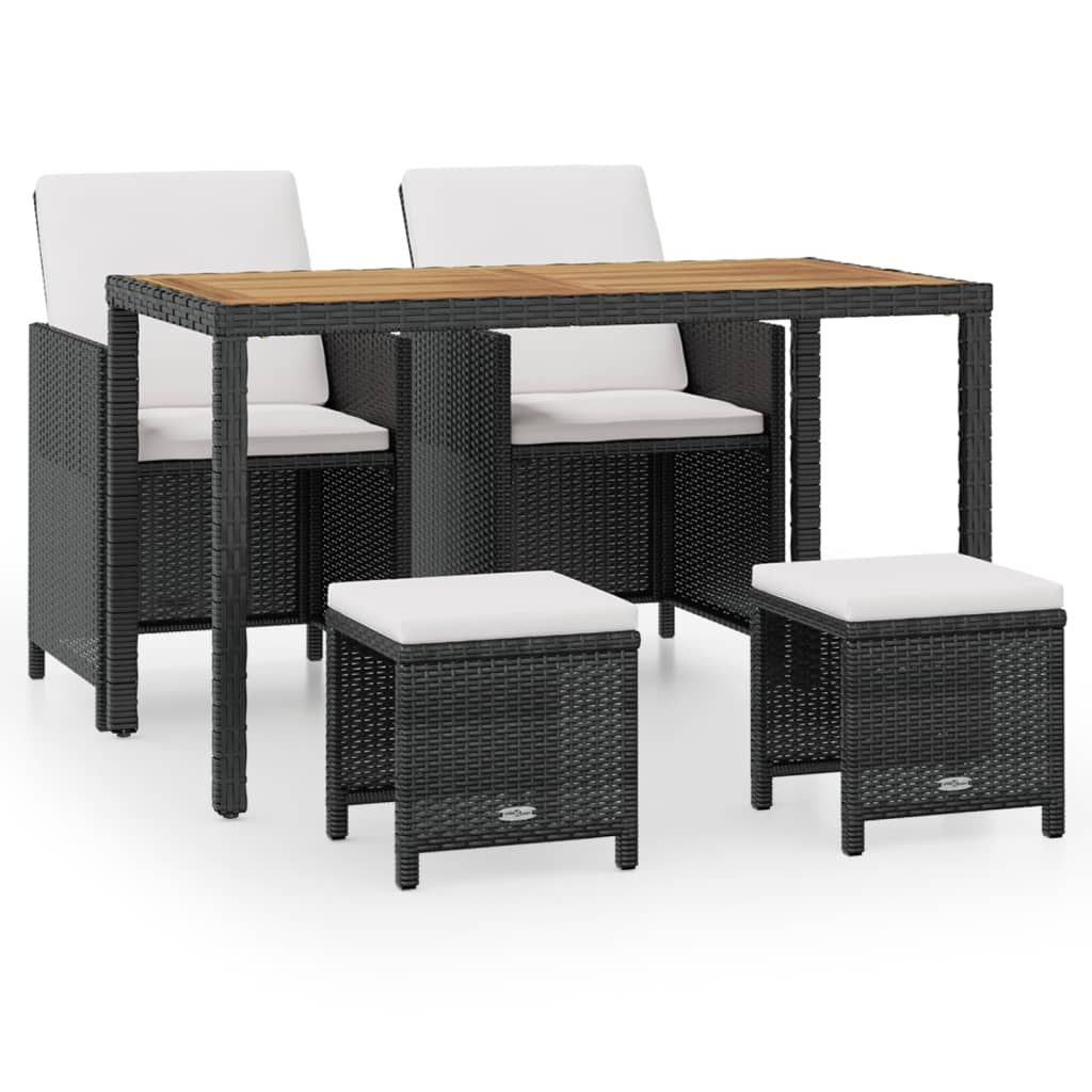 vidaXL set comedor de jardín 5 pzas ratán sintético y madera negro