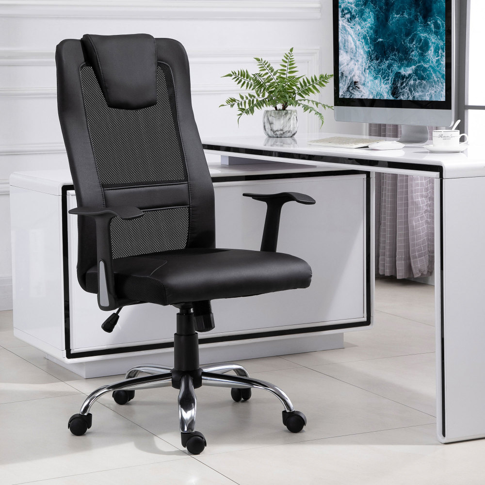 Silla de oficina negra altura regulable función basculante ergonómica