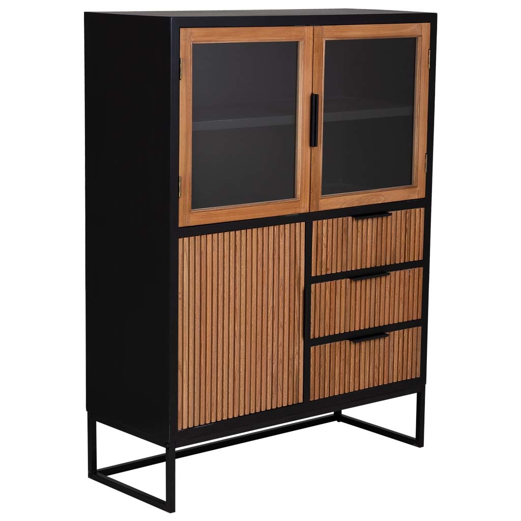 Vitrina 3 puertas y 3 cajones madera 100x40x135h cm