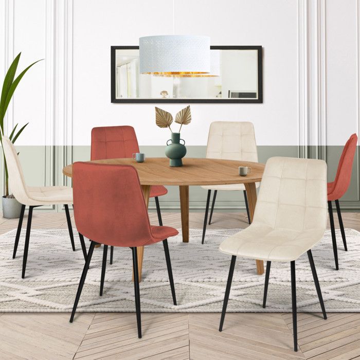 Sillas de terciopelo mila - lote de 6 - terracota beige
