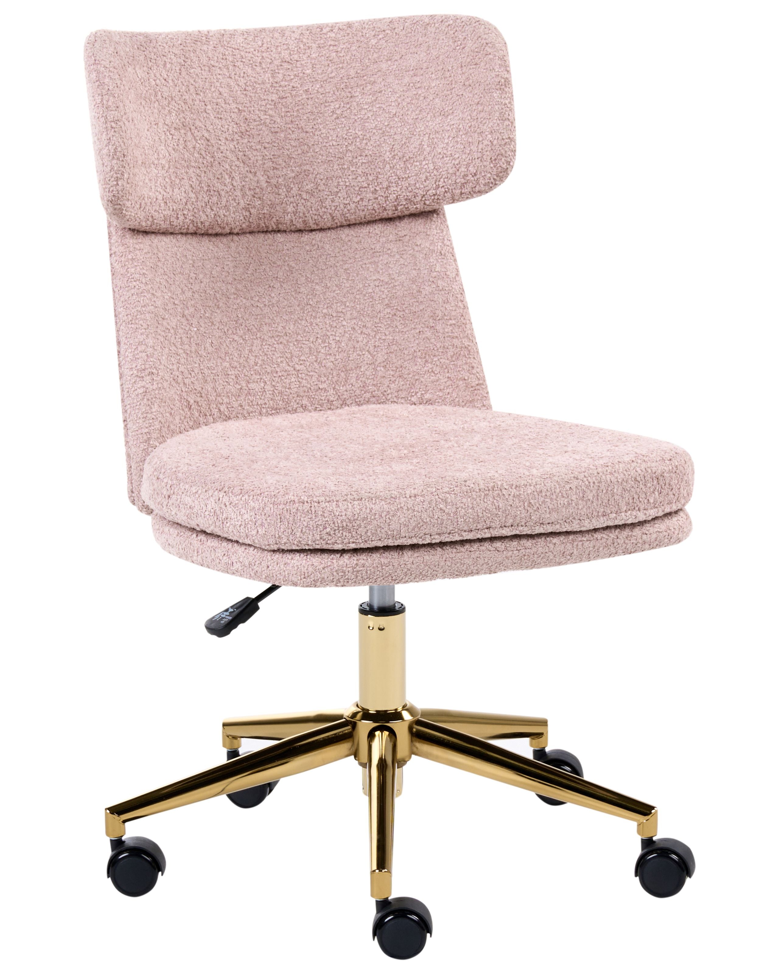 Silla de escritorio granby bouclé rosa pastel