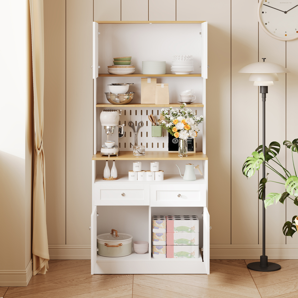Aparador para cocina comedor 2 cajones 4 puertas blanco 175x80x40cm