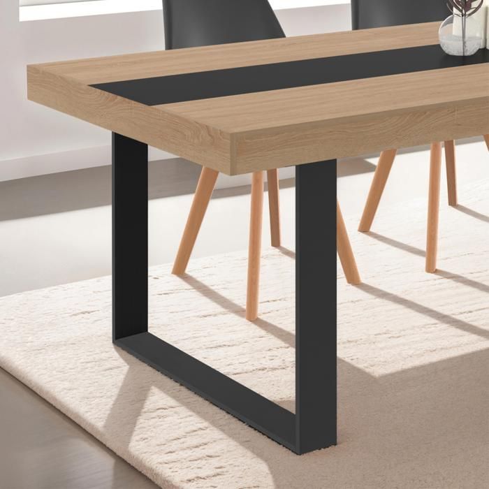 Patas de mesa cuadradas de metal negro mate - juego de 2 - 71 cm