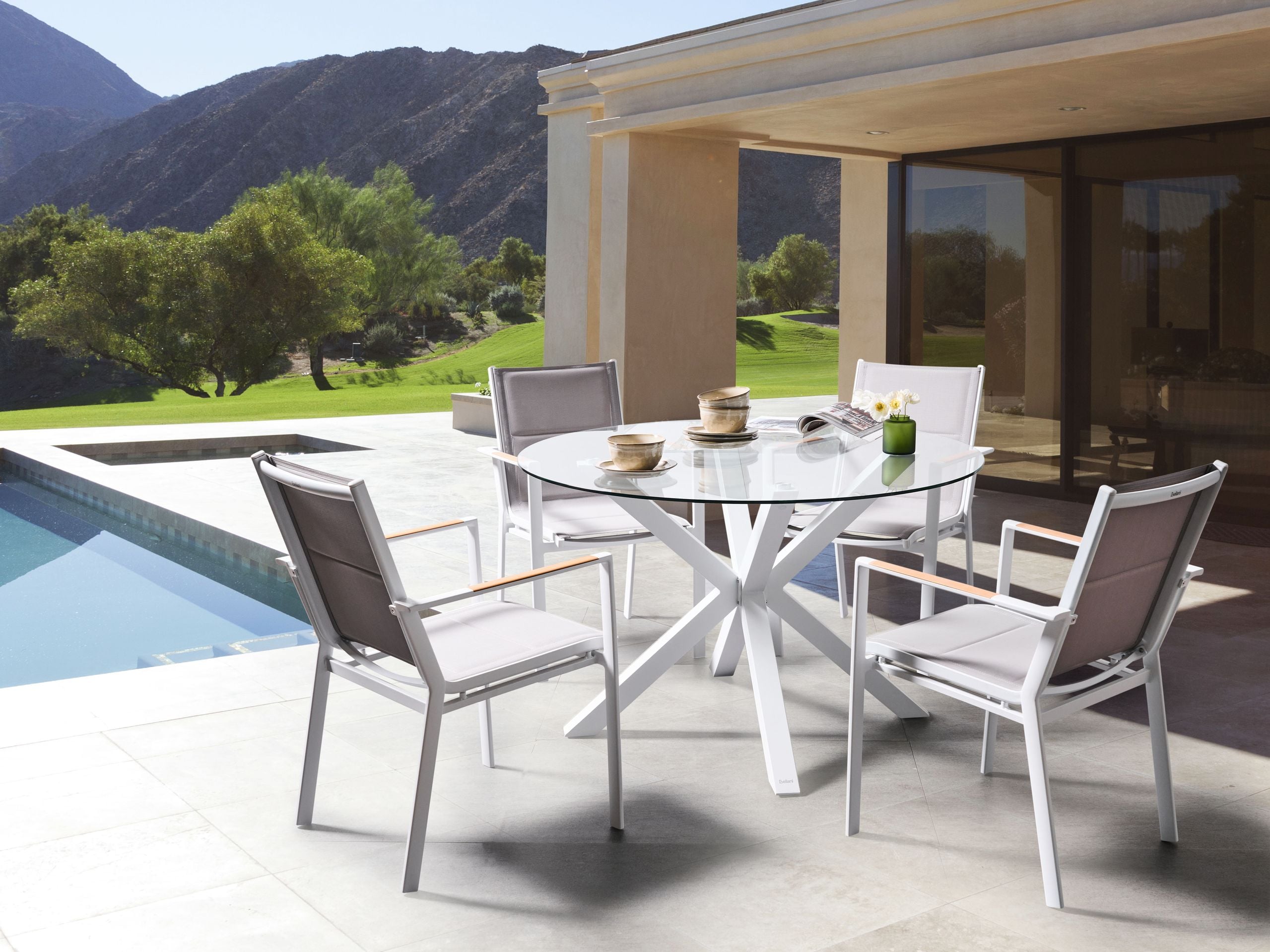 Conjunto de comedor exterior 4 plazas maletto/busseto metal blanco