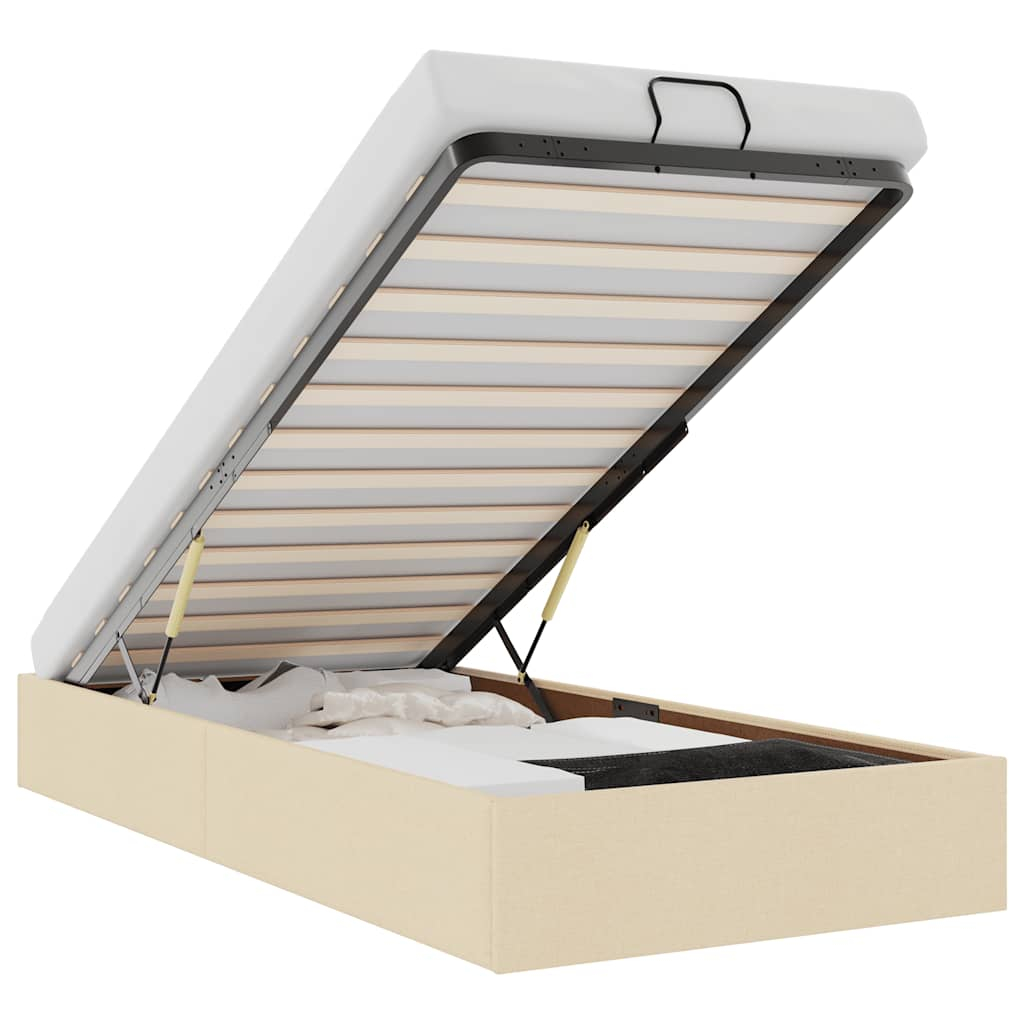 vidaXL estructura de cama otomana sin colchón tela crema 90x200cm