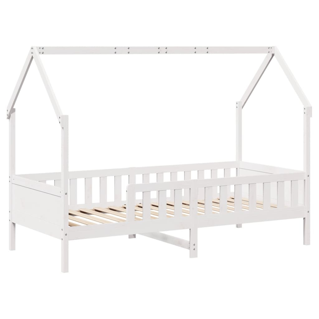 vidaXL cama con forma de casa de niños madera maciza blanca 90x190 cm