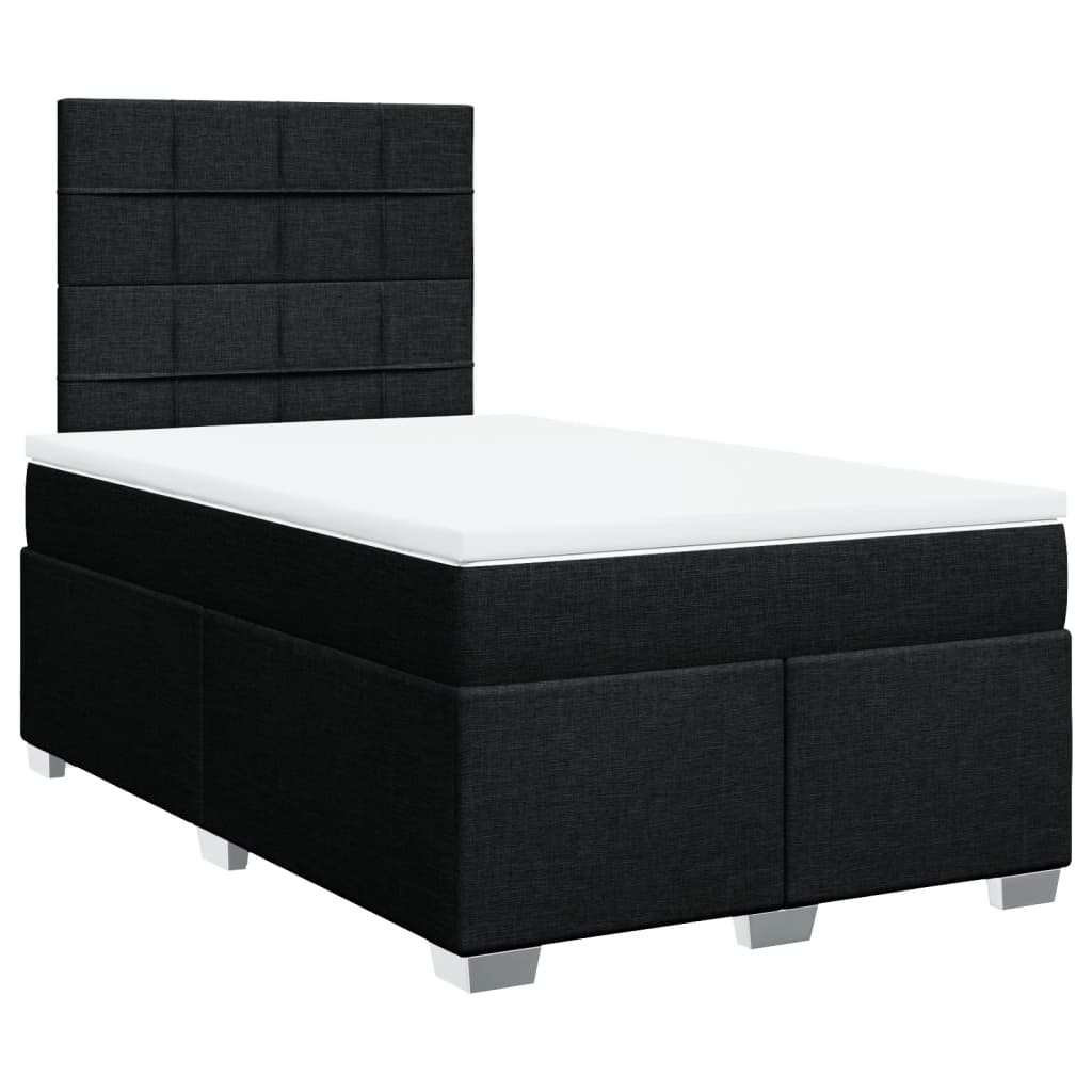 vidaXL cama box spring con colchón tela negro 120x200 cm