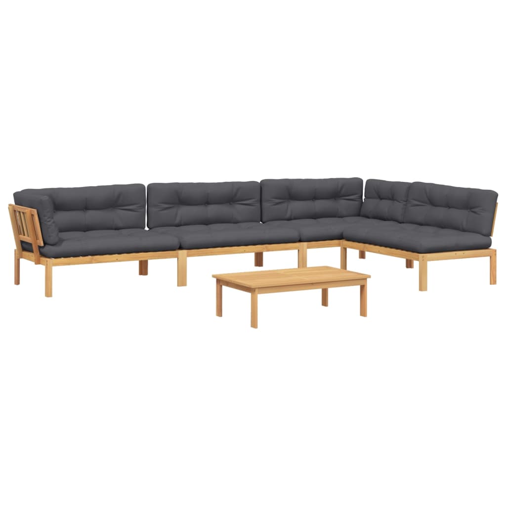 vidaXL set de sofás de palets de jardín y cojines 5 pzas madera acacia