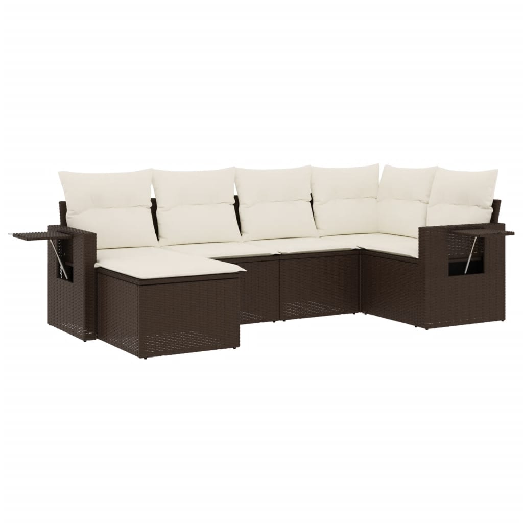 vidaXL set sofás de jardín 6 piezas y cojines ratán sintético marrón