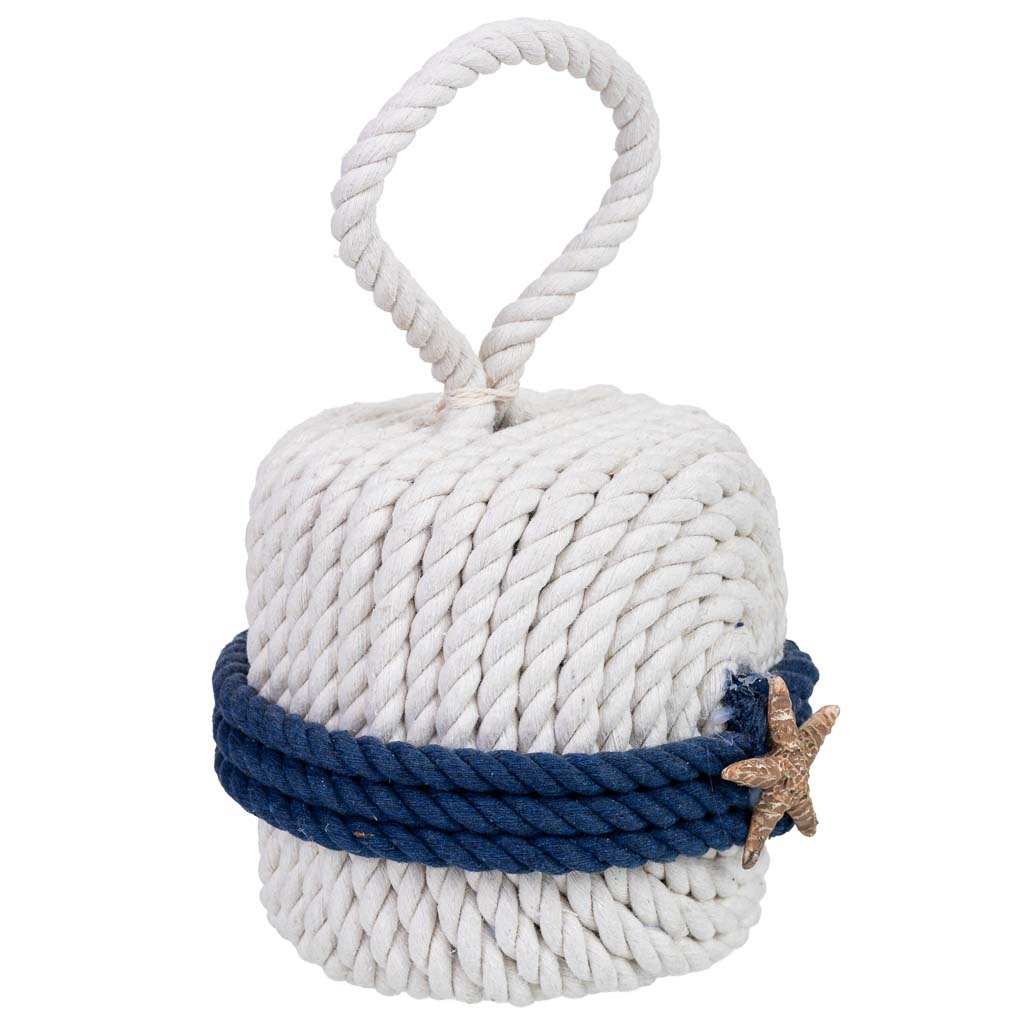 Tope de puerta de algodón con estrella blanco 14x14x23h cm
