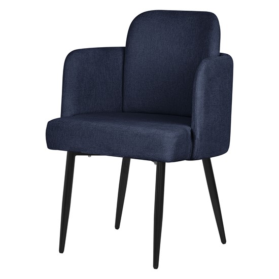 Silla de comedor funda de tela azul oscuro con respaldo y reposabrazos