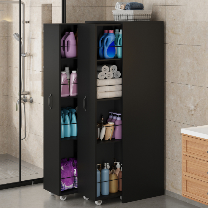 Estantería extensible con ruedas negra 158x51,5x41cm