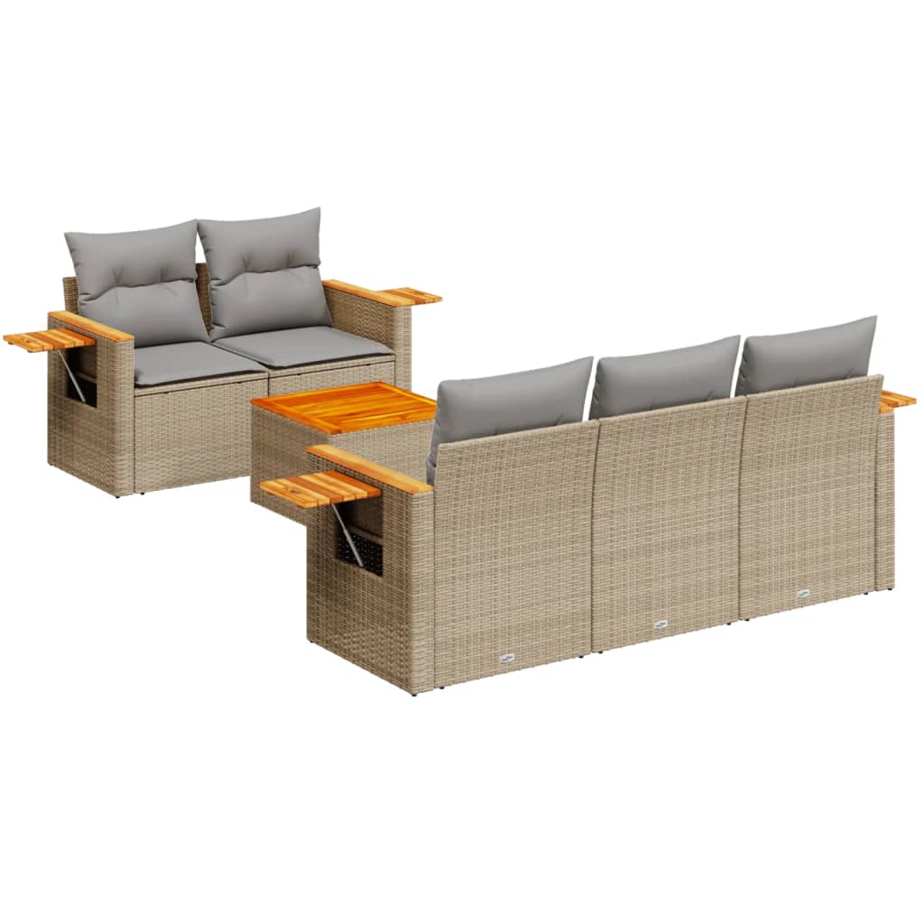 vidaXL juego de sofás jardín con cojines 6 pzas ratán sintético beige