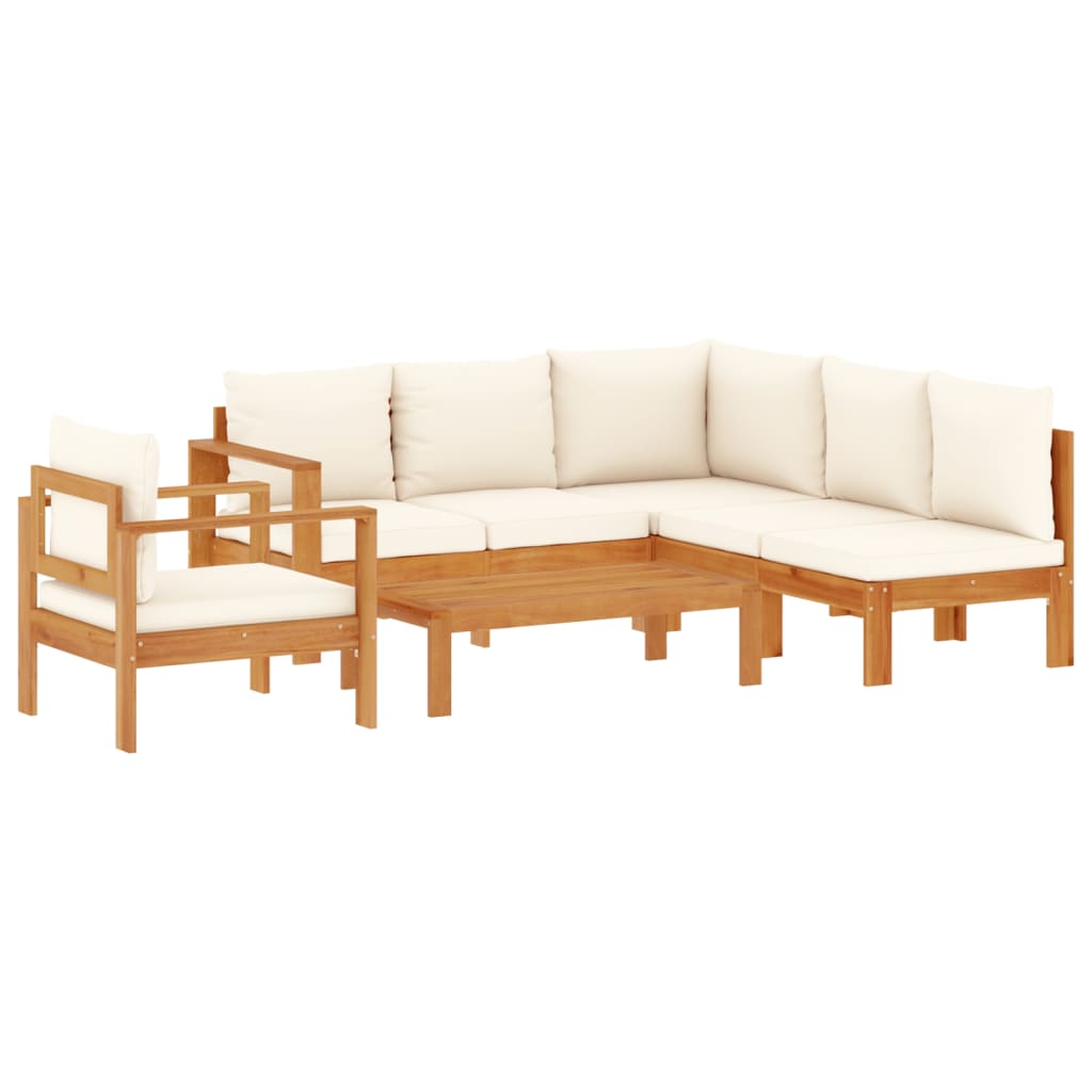 vidaXL set de sofás de jardín con cojines 5 pzas madera maciza acacia
