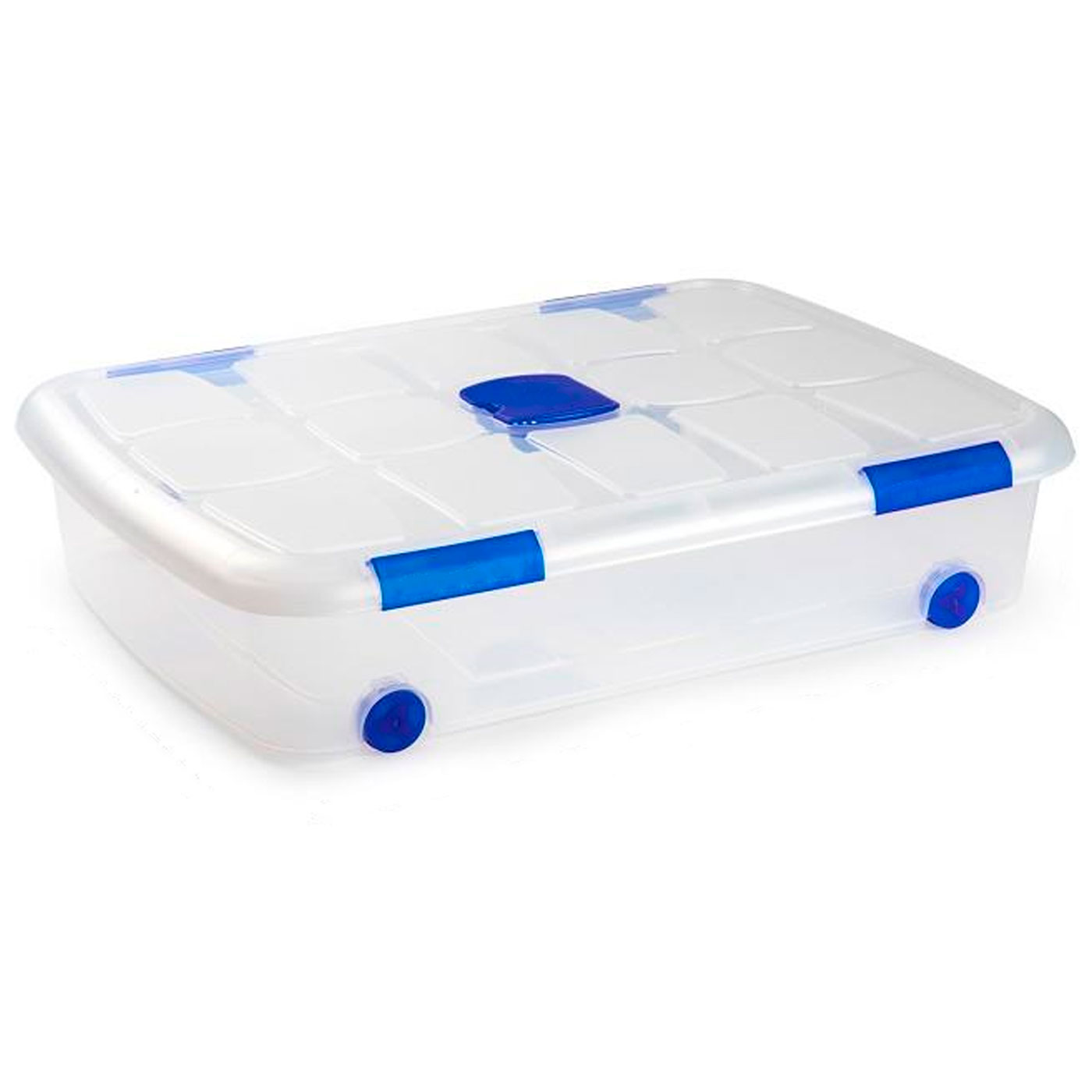 Caja de plástico tradineur transparente 41 l con tapa y ruedas