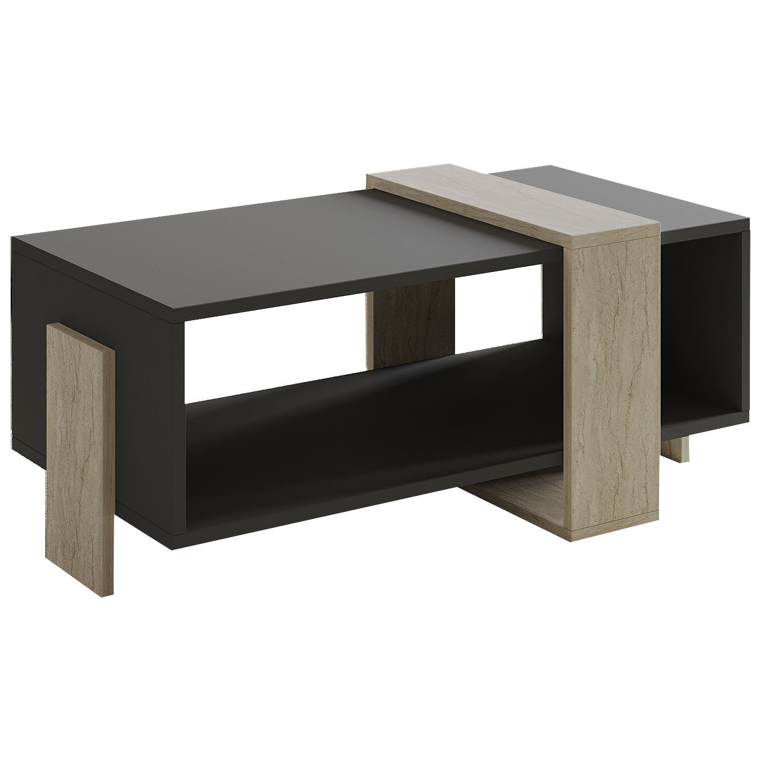 Mesa baja de madera "meleni" - 90 x 49 x 40 cm - gris antracita
