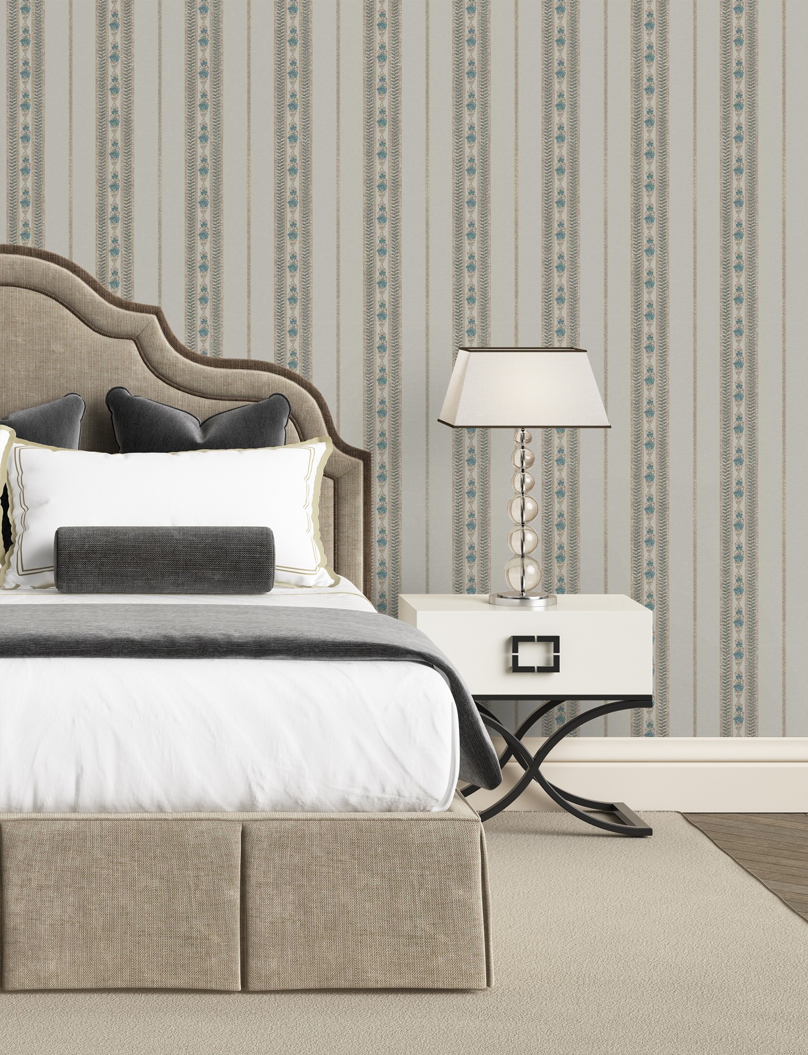 Papel pintado gaulan de rayas con textura de tela tejida en 10.6m²