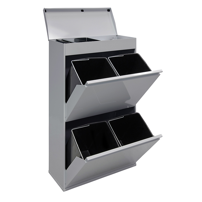 Arregui top cr622-b cubo de basura y reciclaje de acero 4 x 17 l (68 l)