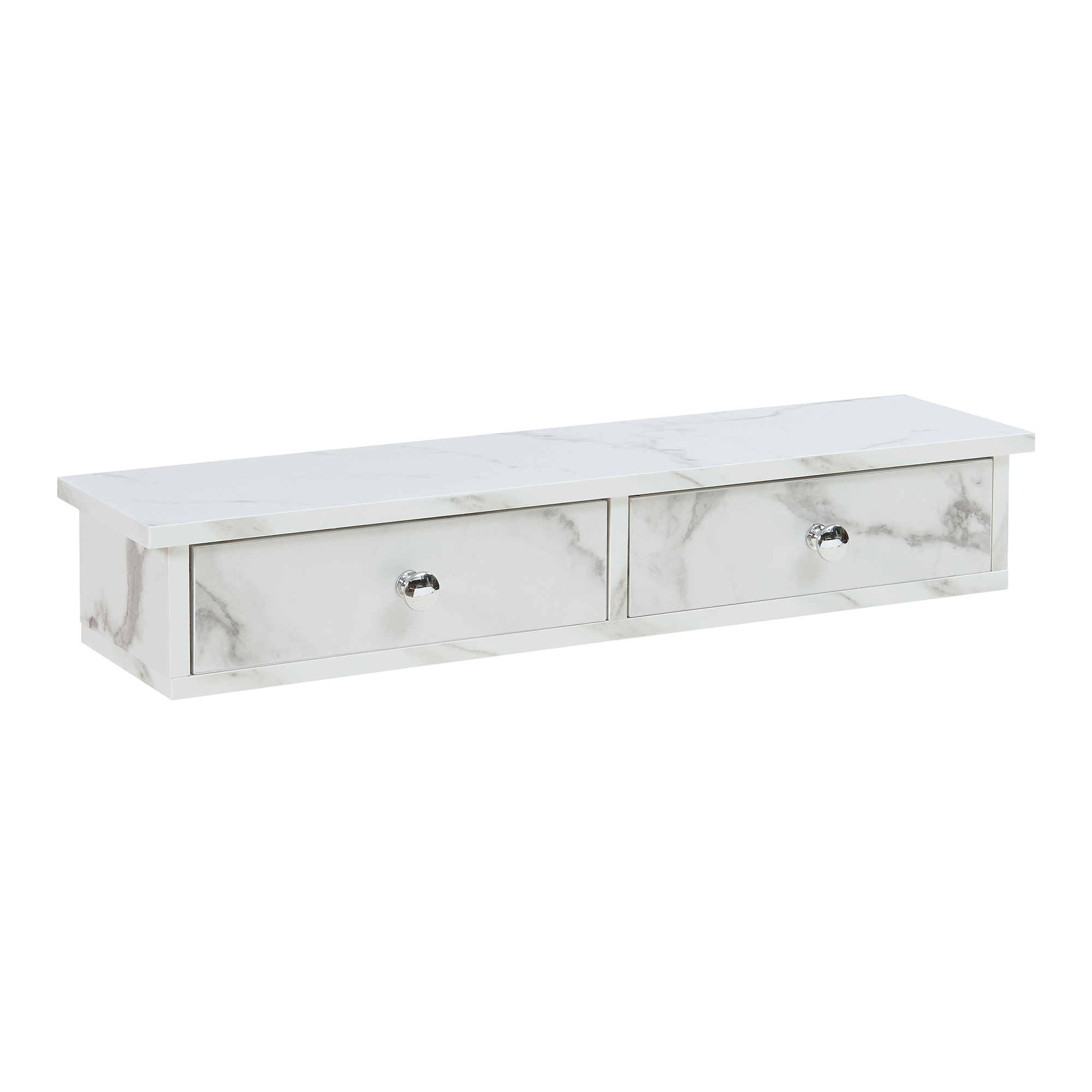 Estantería de pared con 2 cajones geeste mdf 60x15x10 cm mármol blanco