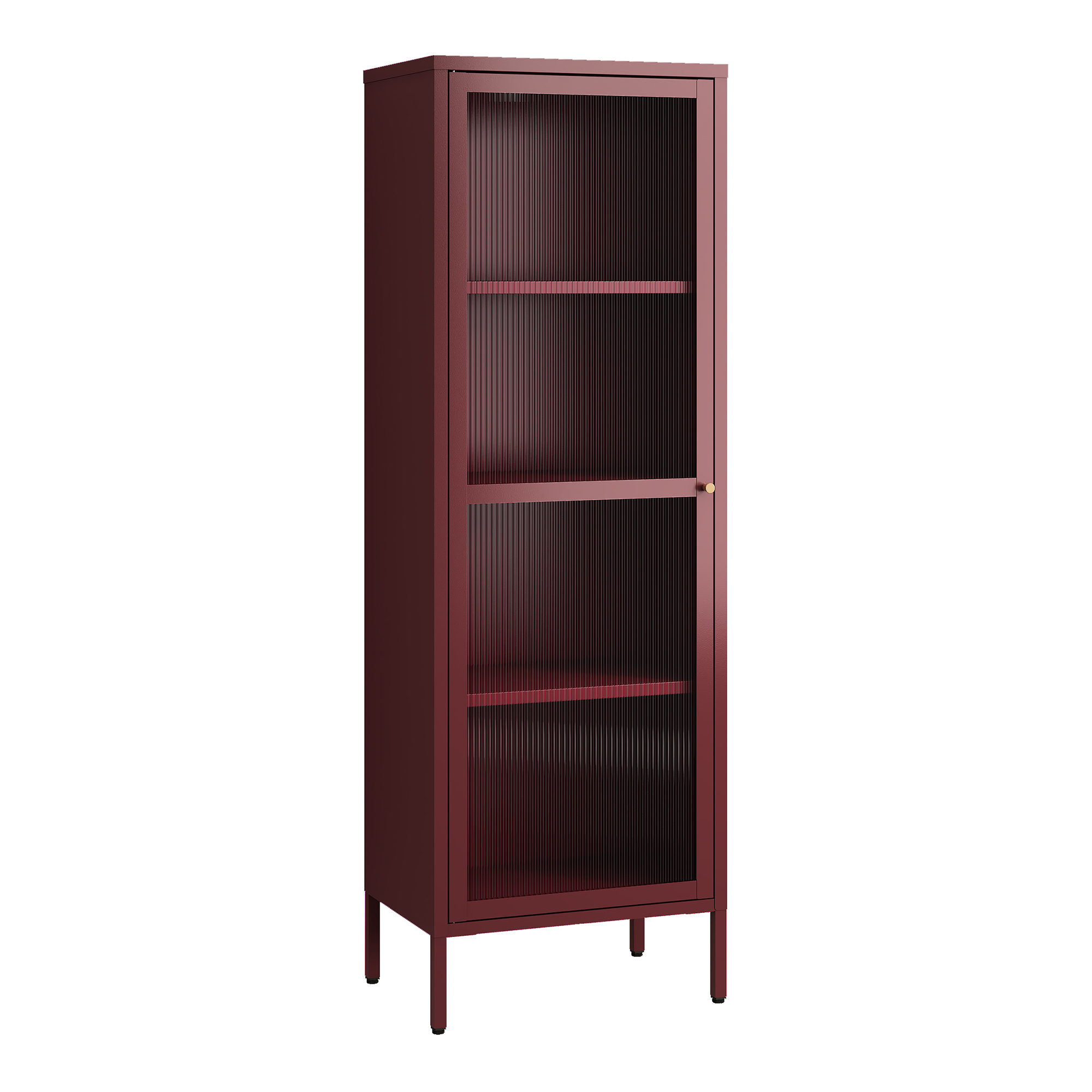 Vitrina säkylä con puerta de cristal 3 estantes 150x50x35 cm rojo bordeos