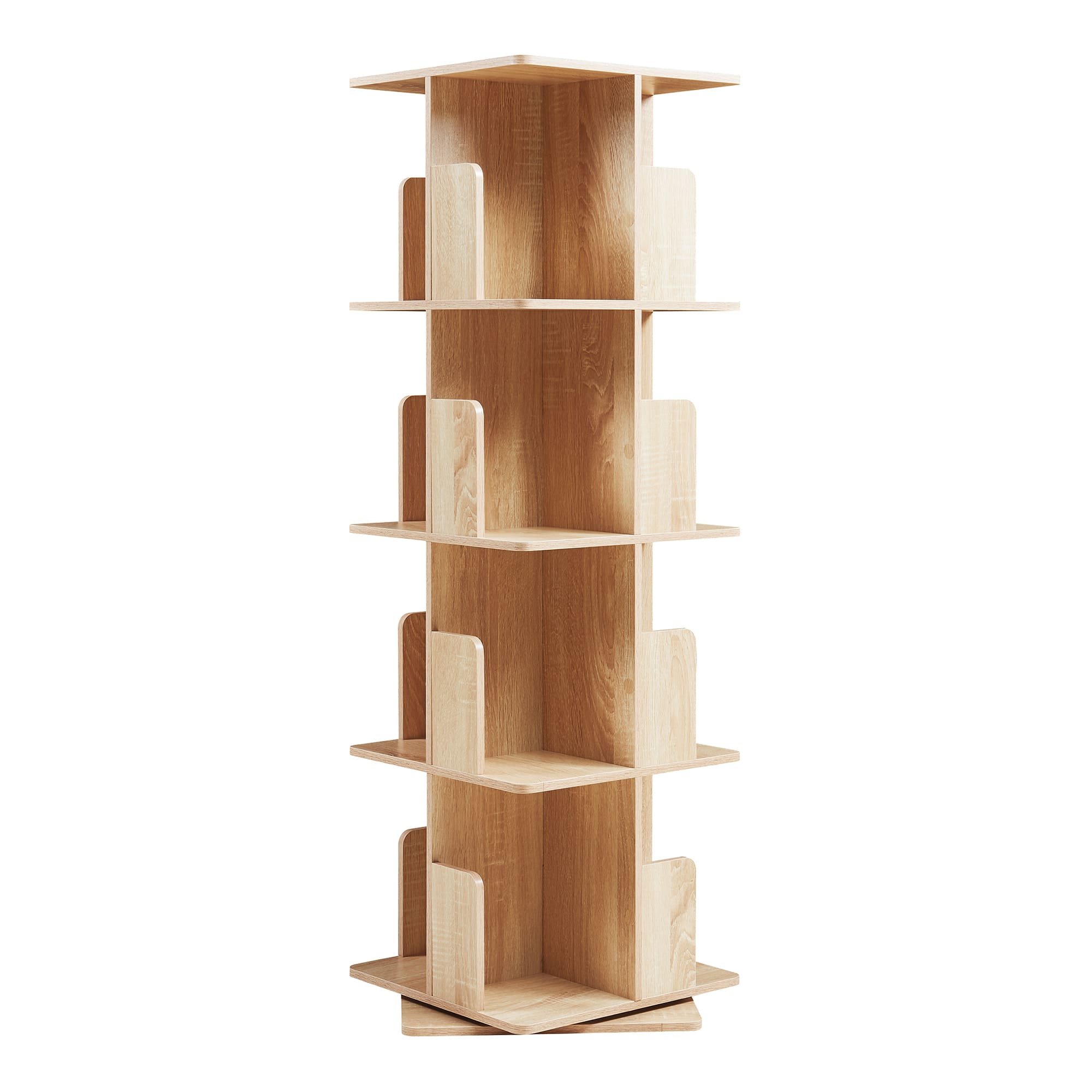 Estantería giratoria talöpintaa de 4 niveles 129x40x40cm roble [en.casa]