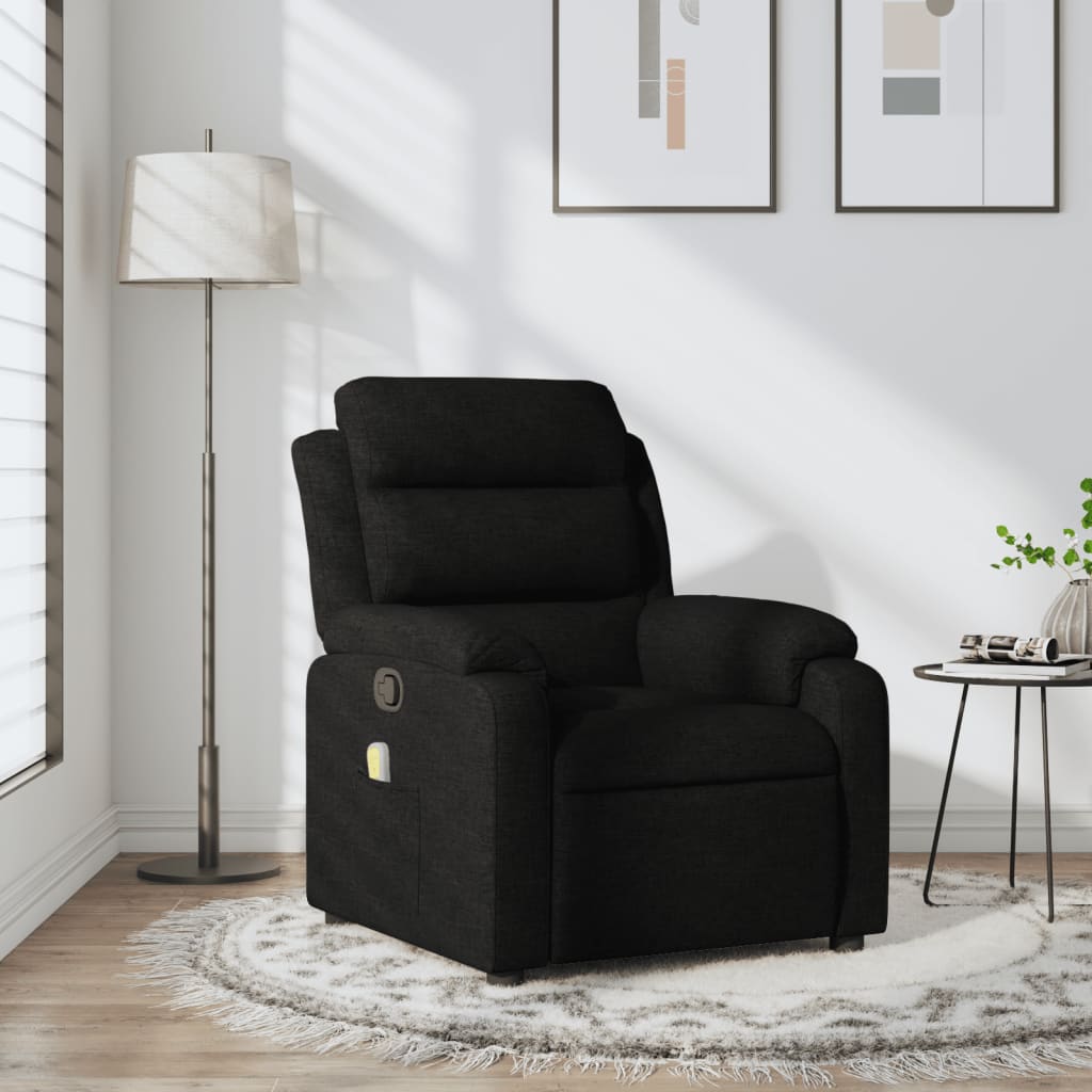 Sillón reclinable de masaje de tela negro qweo6126
