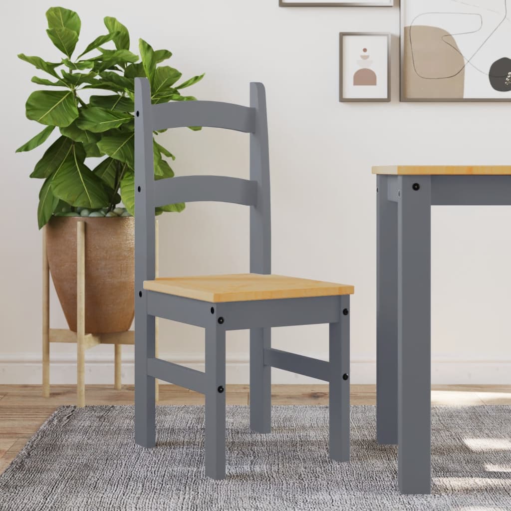 Sillas de comedor 2 uds madera maciza de pino gris 40x46x99 cm qweo4635