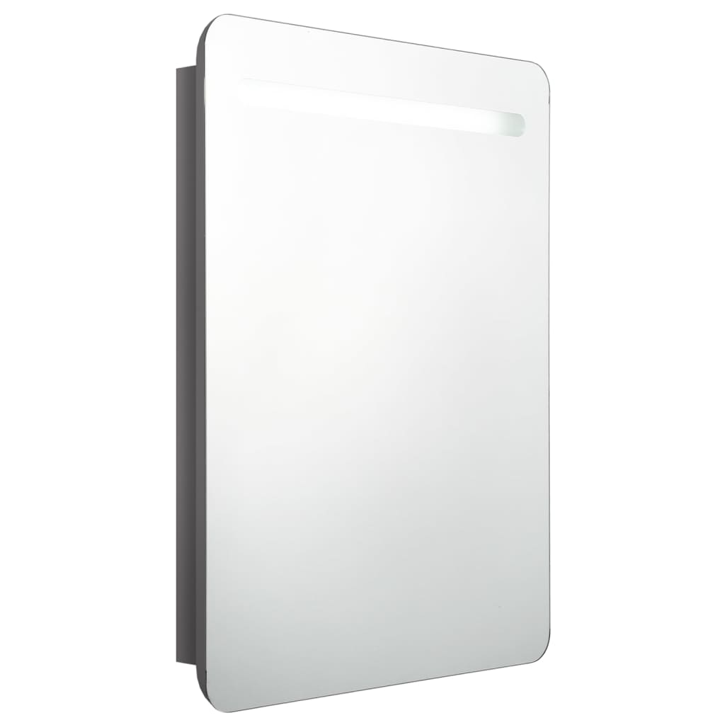 vidaXL armario de baño con espejo LED gris brillante 60x11x80 cm