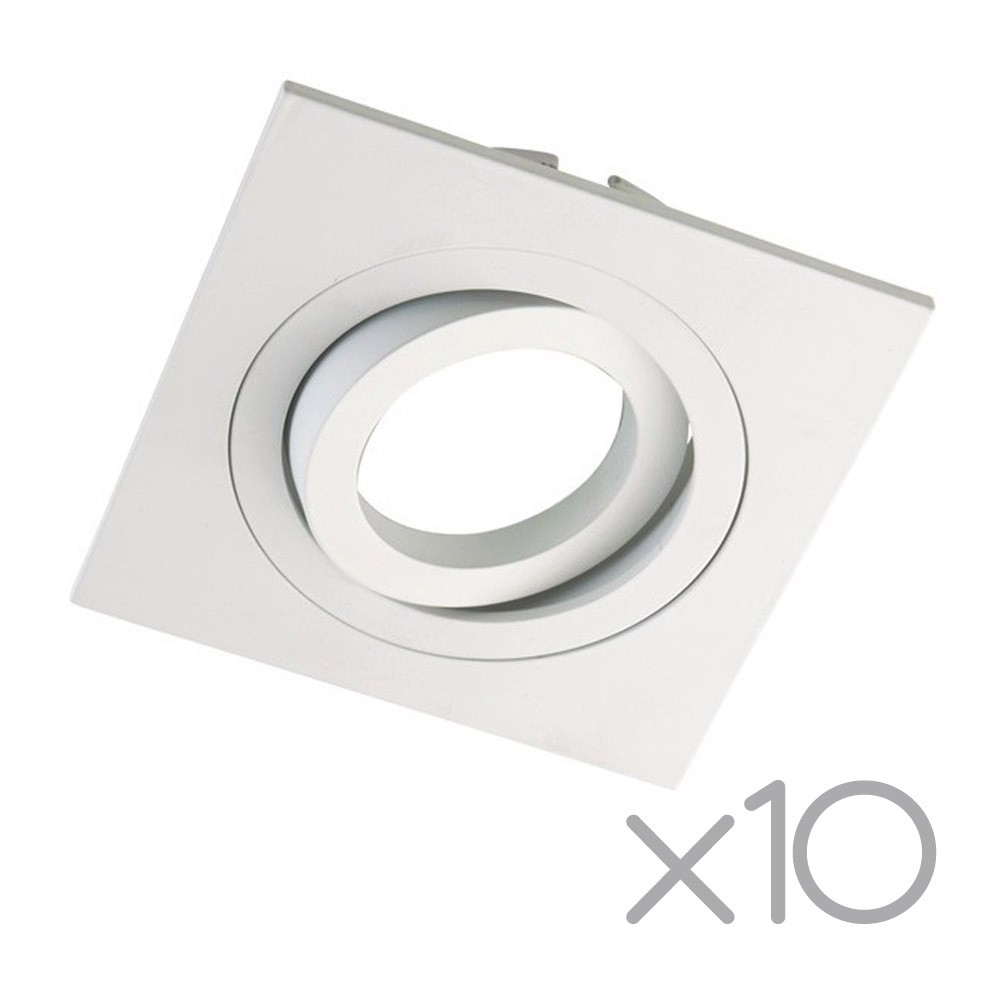 Pack 10 empotrable basculante classic cuadrado blanco wonderlamp 1xgu10