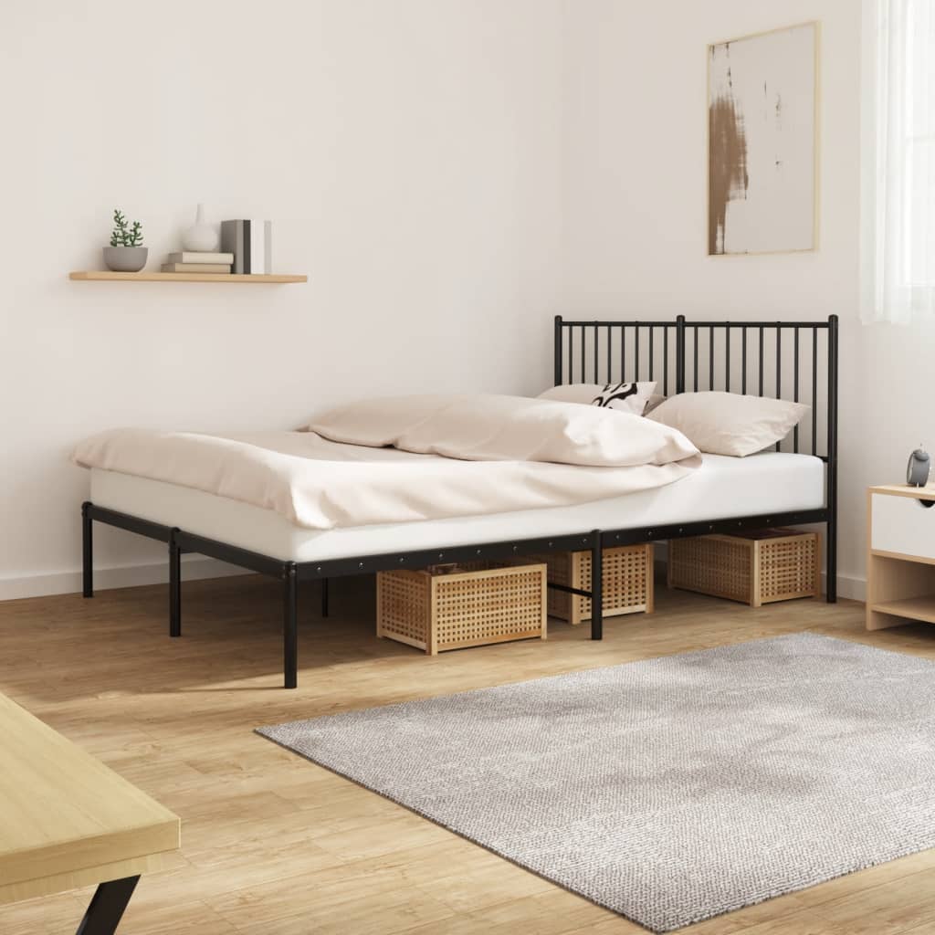 Cama sin colchón con cabecero metal negro 135x190 cm es5313