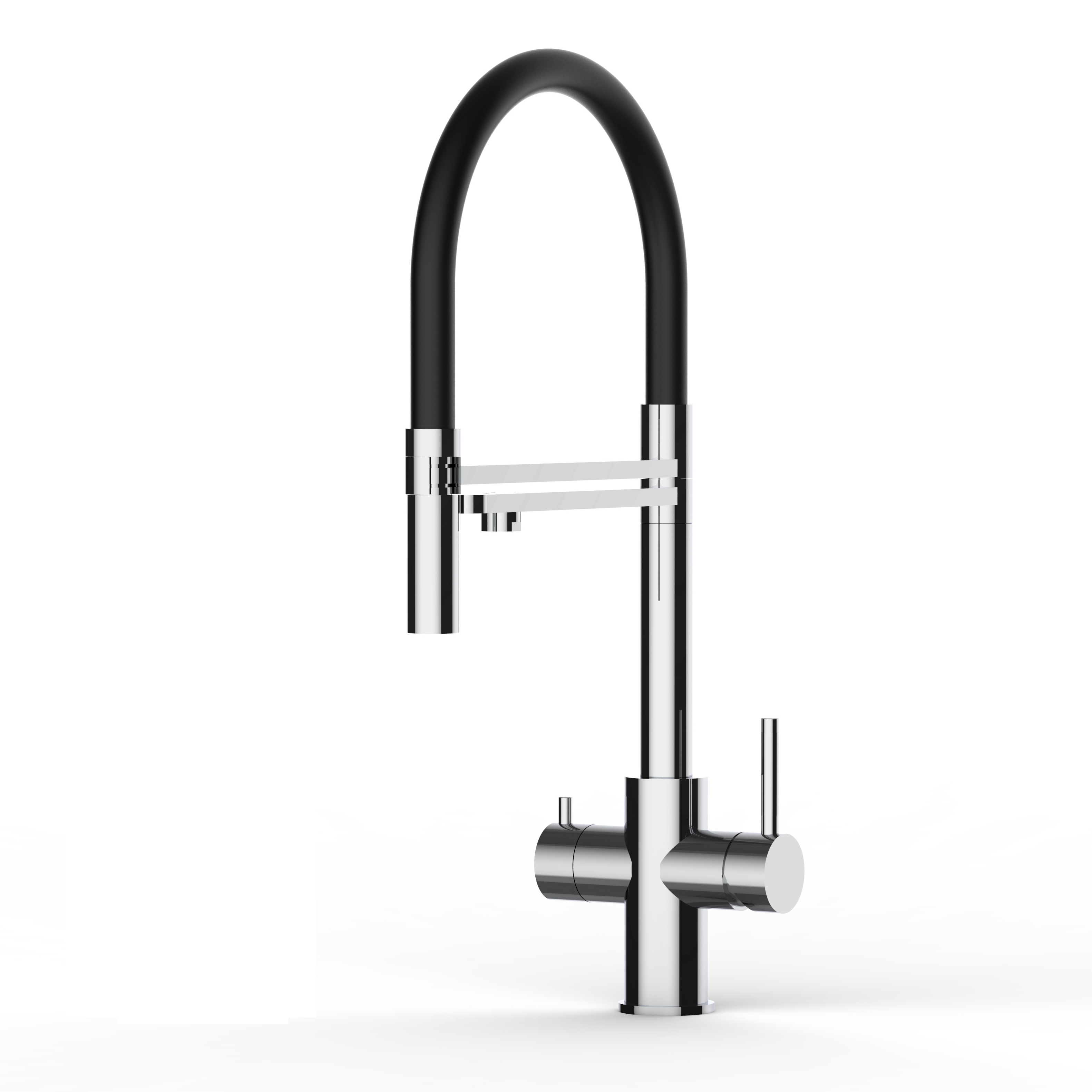 Grifo de cocina 5 vías acero inox ducha 2 chorros amovible, pulido / negro