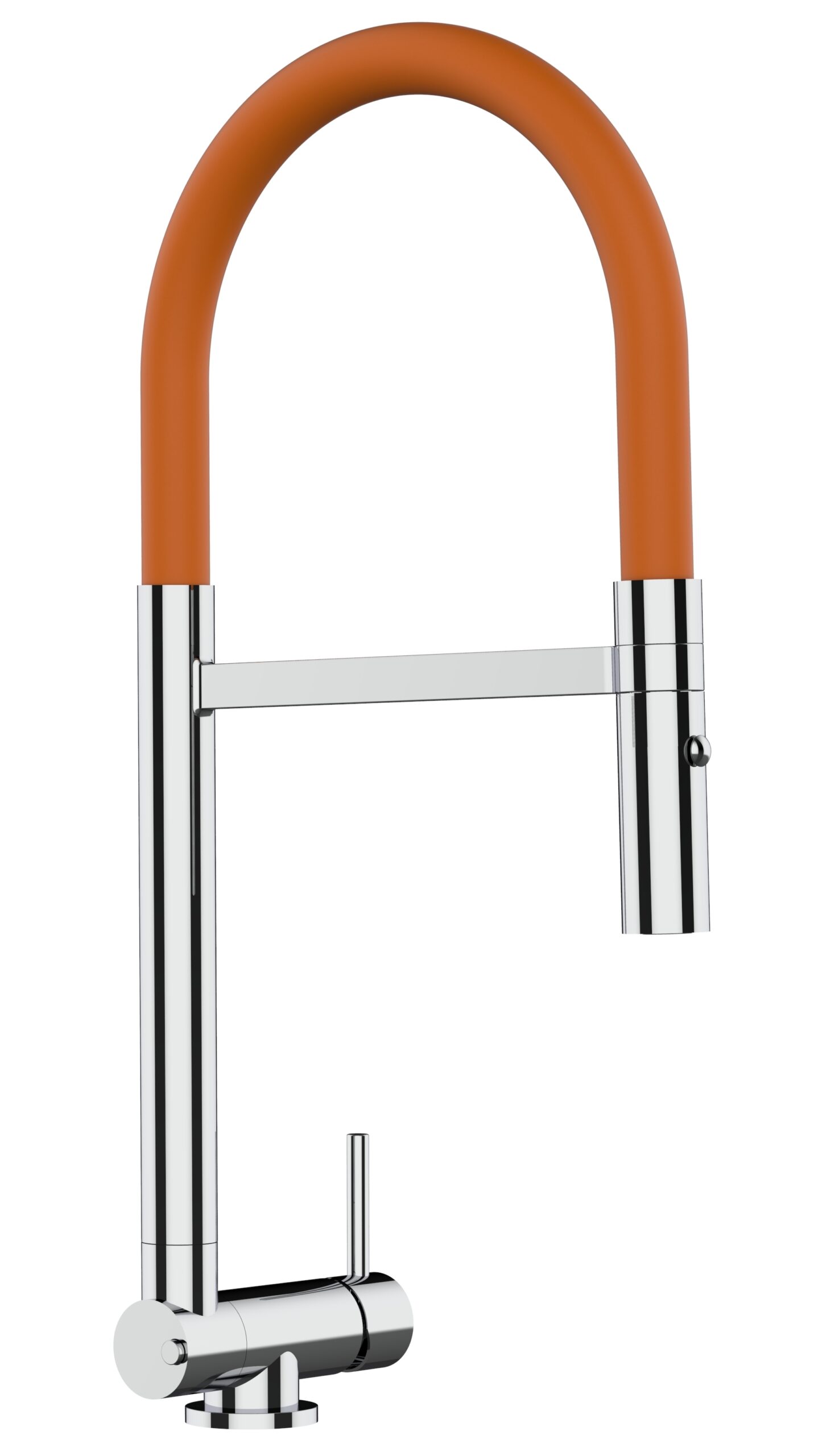 Grifo cocina abatible 4,5cm cromado caño flexible naranja ducha 2chorros