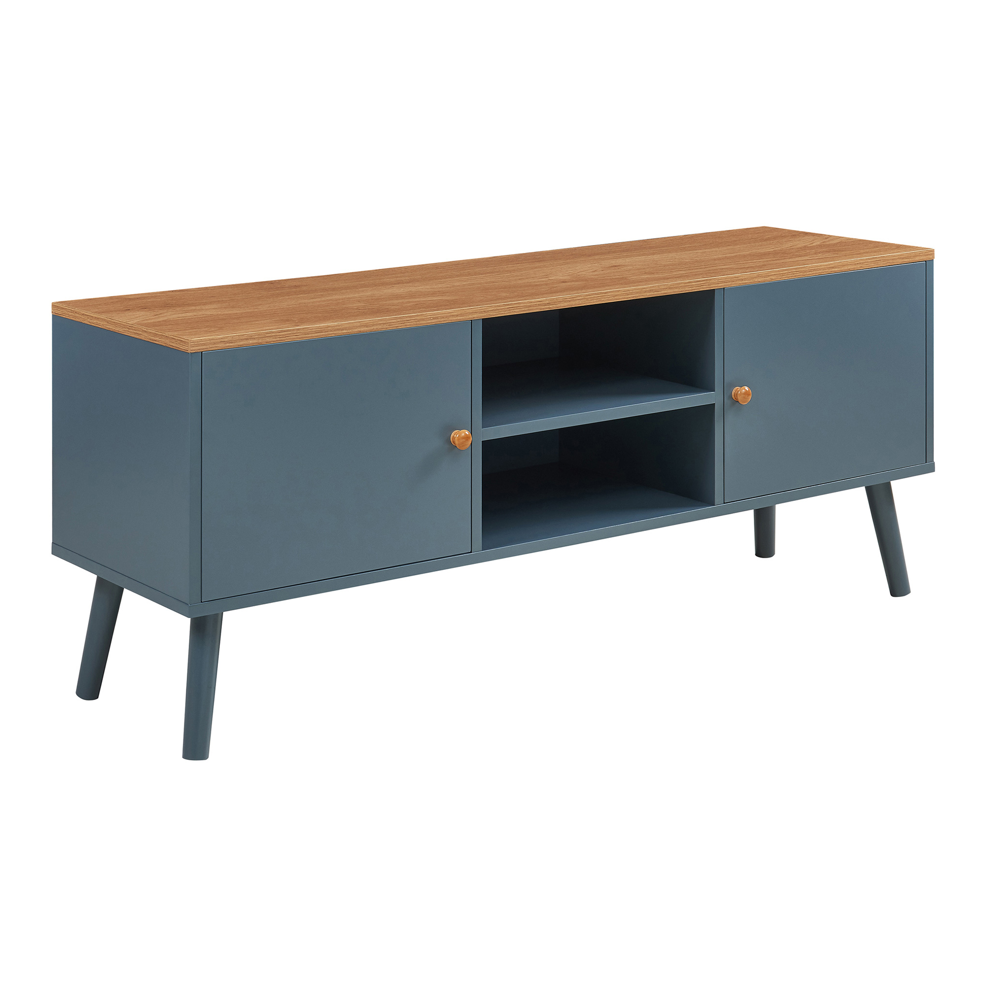 Mueble de tv reyljand con compartimentos 120x35x50 cm - gris/efecto roble