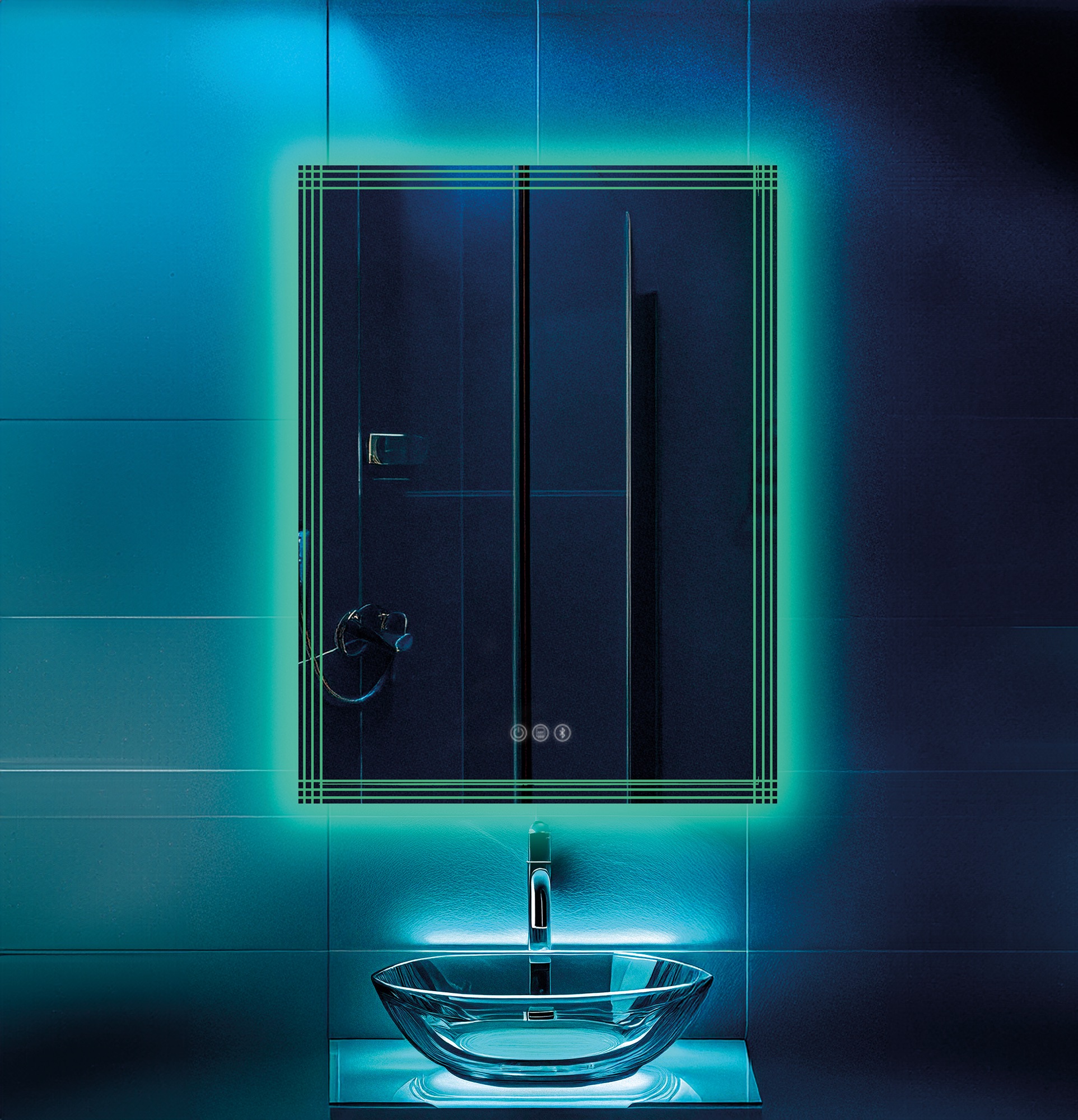 Espejo de baño line conect 60 x 80 rgb, app, antivaho y bluetooth