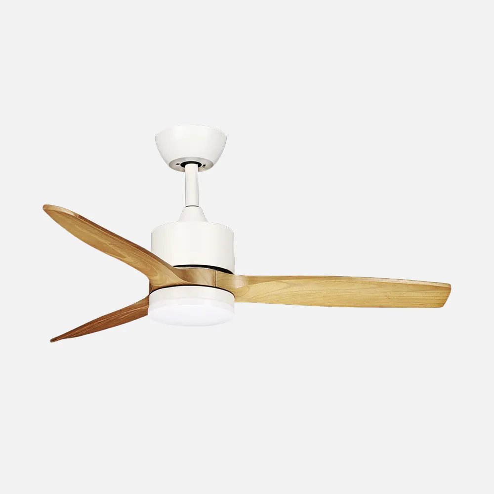 Ventilador dc montiel 18w blanco/haya 3aspas 6vel 106d luz opcional 2250lm