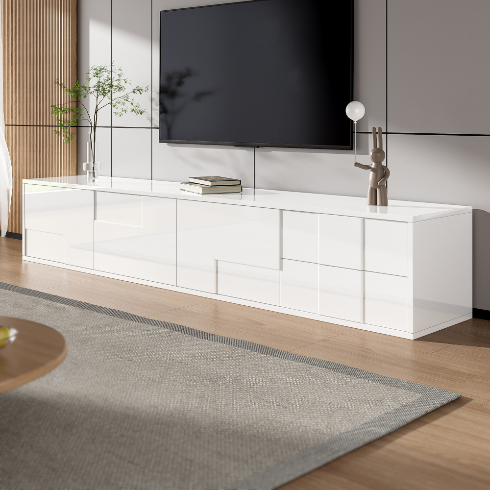 Mueble de tv con 3 puertas y 2 cajones blanco 30,5x170x30cm