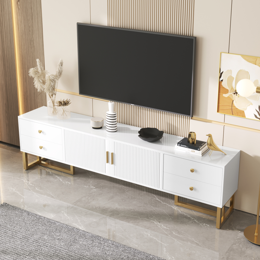 Mueble de tv con 4 cajones y 2 puertas blanco 46x175x30cm