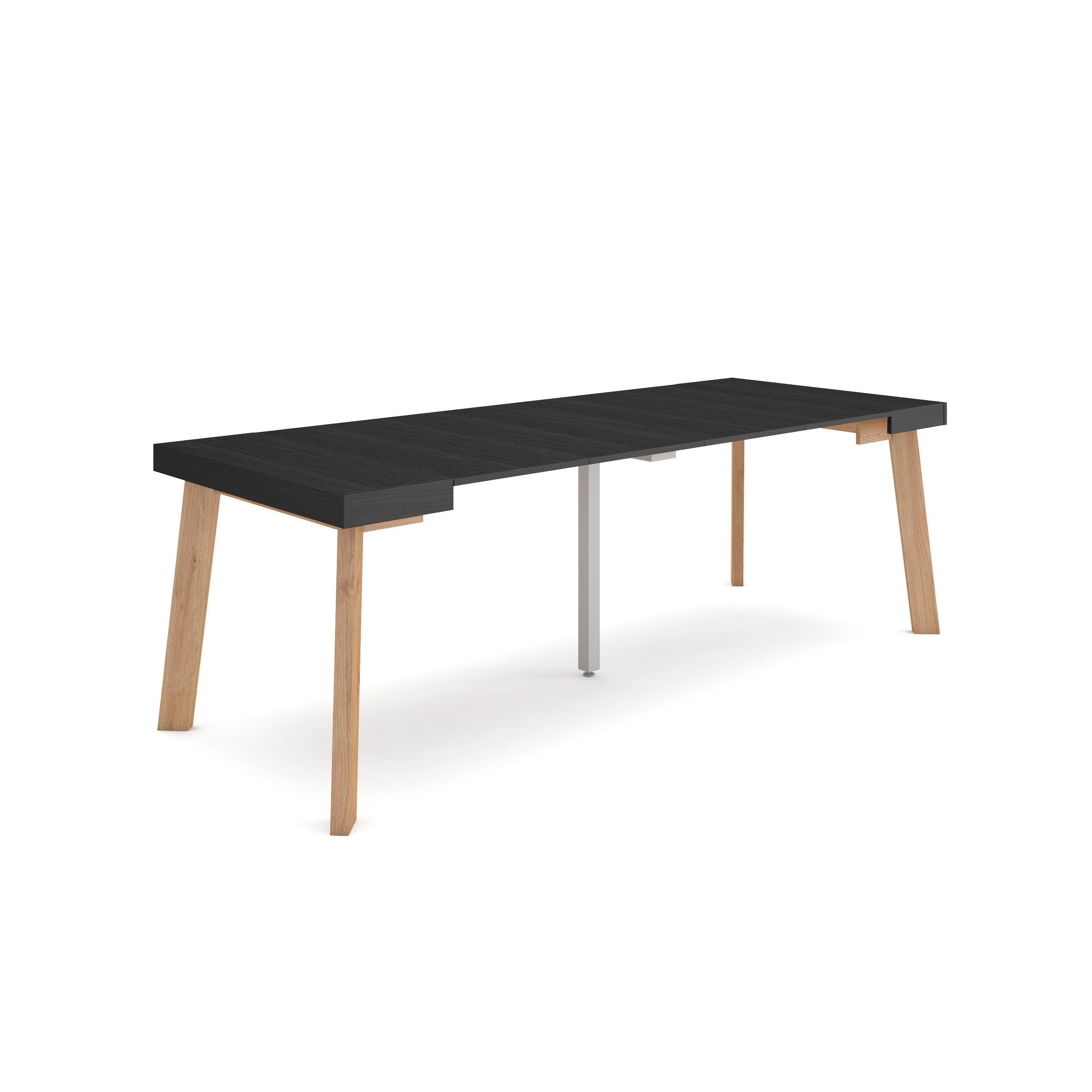 Mesa consola extensible, 58/222x90x73cm, negro, patas de madera rf3068