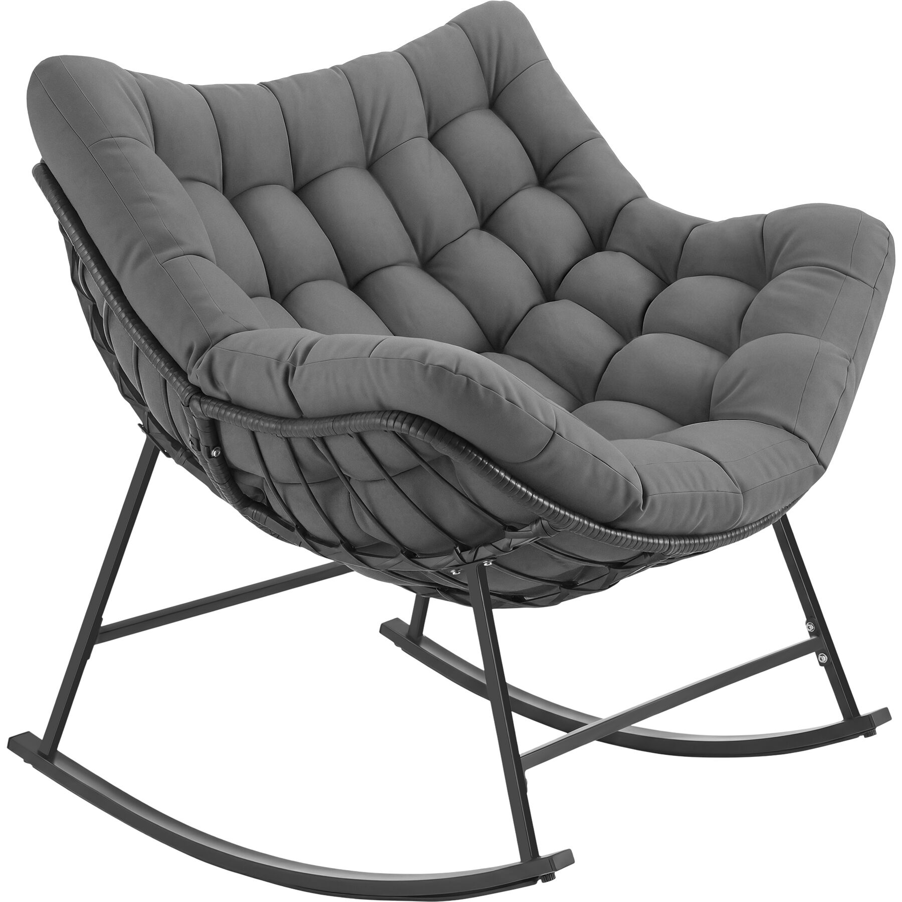 Tectake sillón mecedora, acero, cojín lavable, 93x99x89cm, antracita
