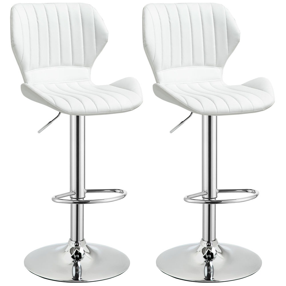 Set 2 taburetes bar 47x51.5x114 cm pu, metal color blanco Homcom