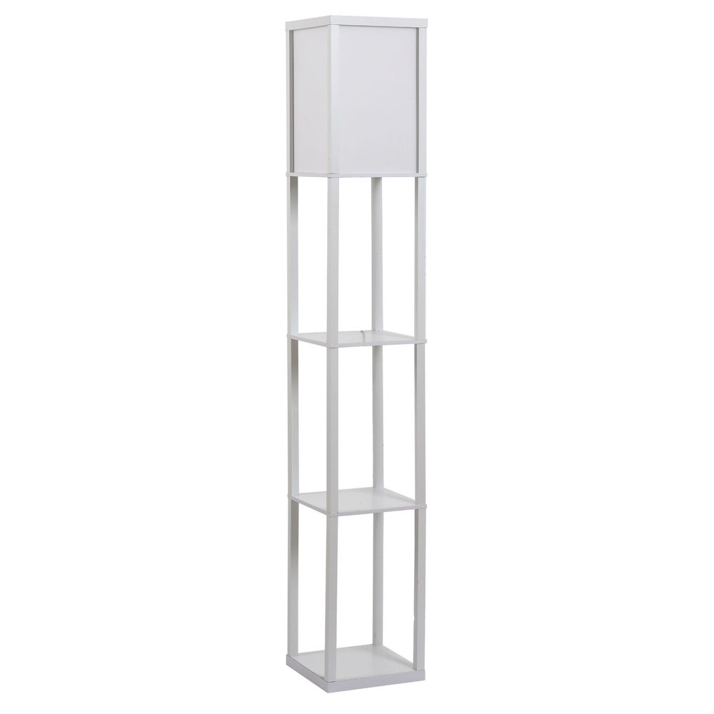 Lámpara pie con estante 26x26x160 cm mdf, acrílico color blanco Homcom