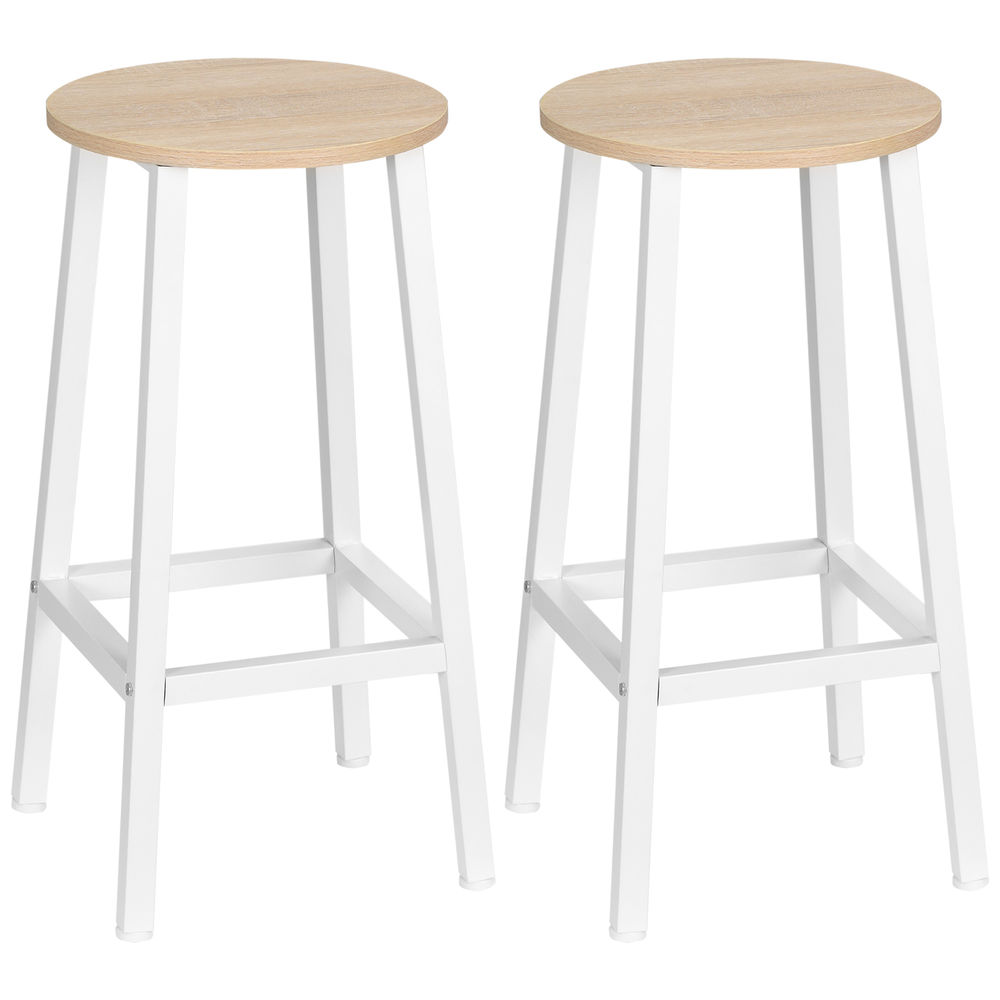 Taburetes de bar 32.5x32.5x65 cm color blanco Homcom, hogar - cocina