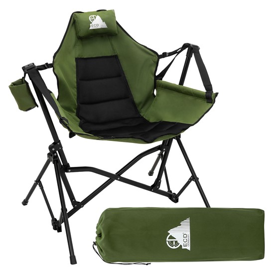 Silla plegable camping, pesca con acolchado caqui y cojín cervical
