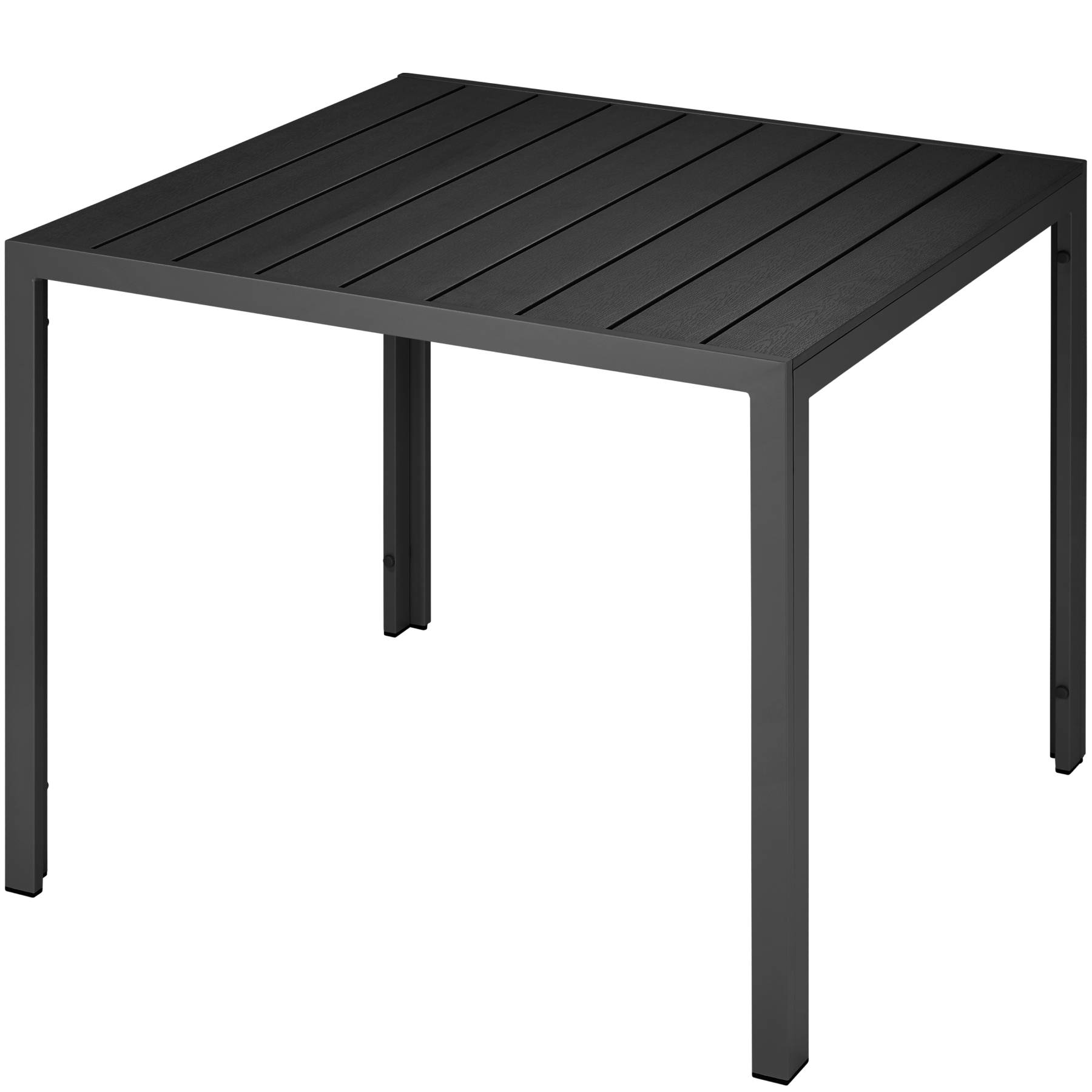 Mesa de jardín, aluminio, patas ajustables, 90 x 90 x 74,5 cm, negro