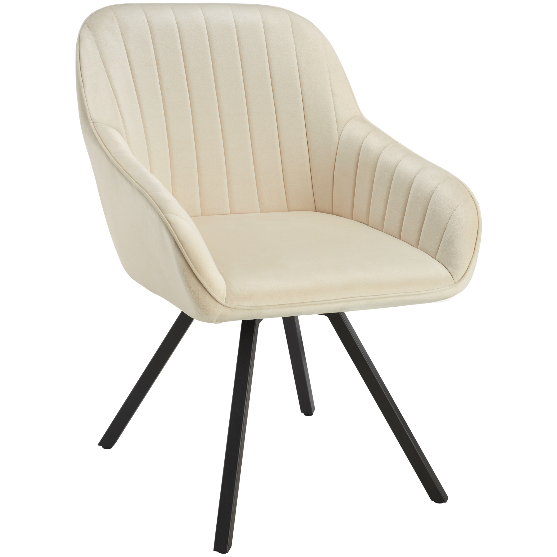 Silla de comedor giratoria 360º de terciopelo 58x58x82 cm crema