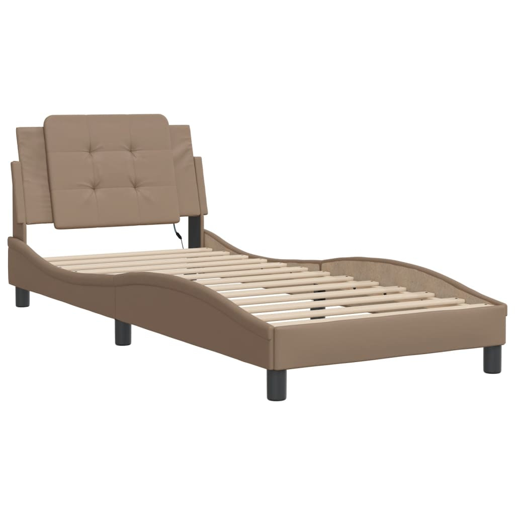 vidaXL estructura de cama con LED sin colchón zadar capuchino 90x190 cm